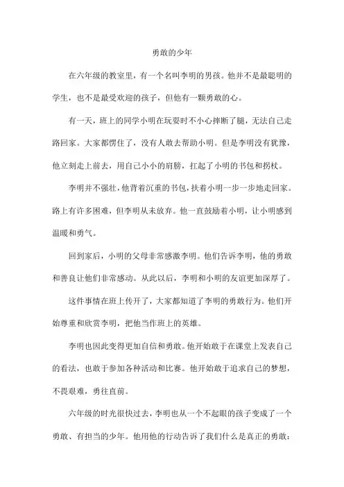 勇敢的少年六年级600字