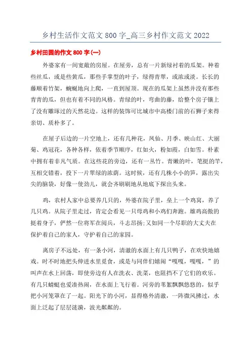 乡村生活作文范文800字_高三乡村作文范文2022