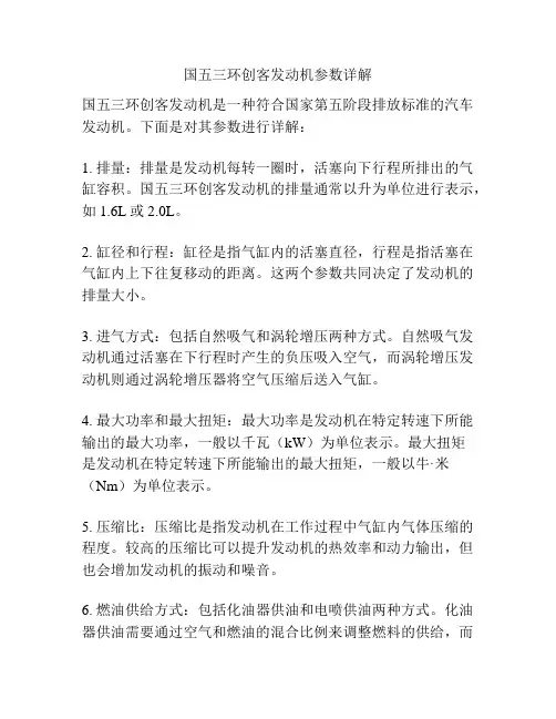 国五三环创客发动机参数详解