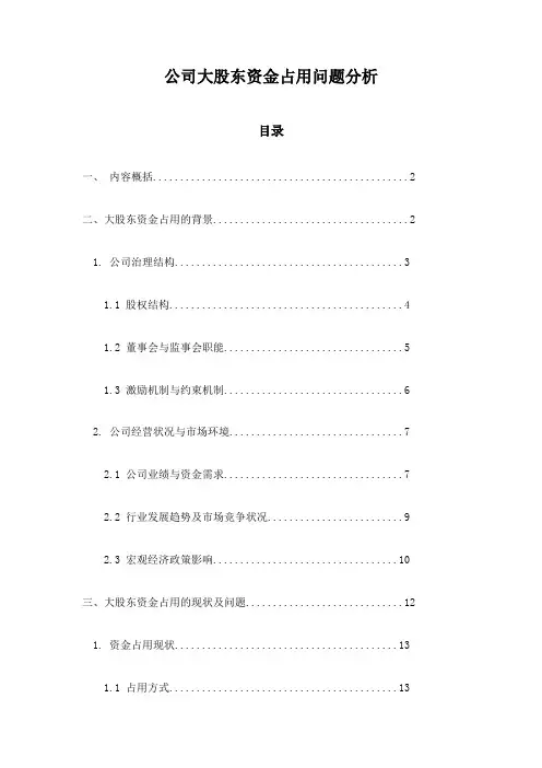 公司大股东资金占用问题分析