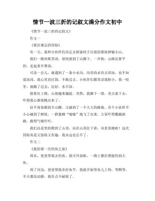 情节一波三折的记叙文满分作文初中