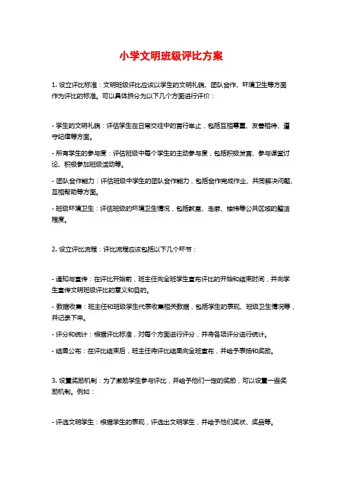 小学文明班级评比方案