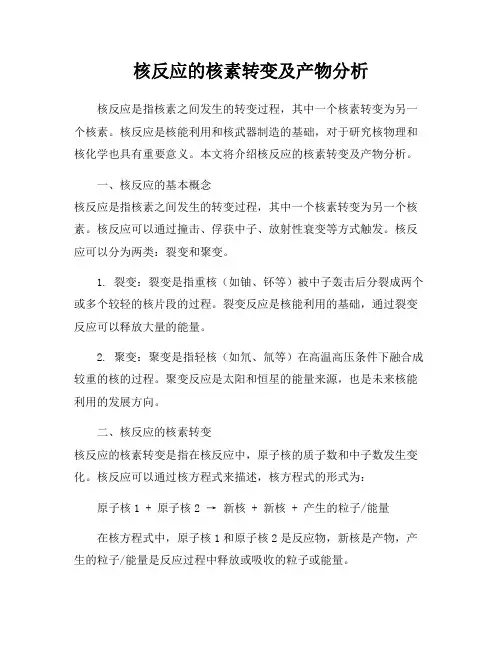核反应的核素转变及产物分析