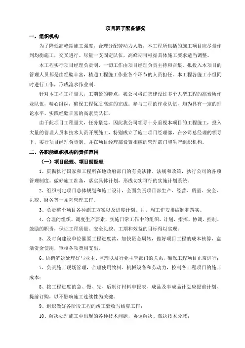 项目班子配备情况