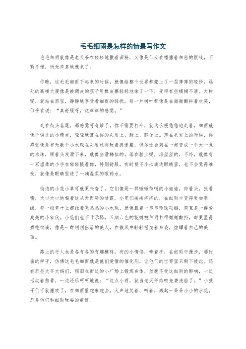 毛毛细雨是怎样的情景写作文