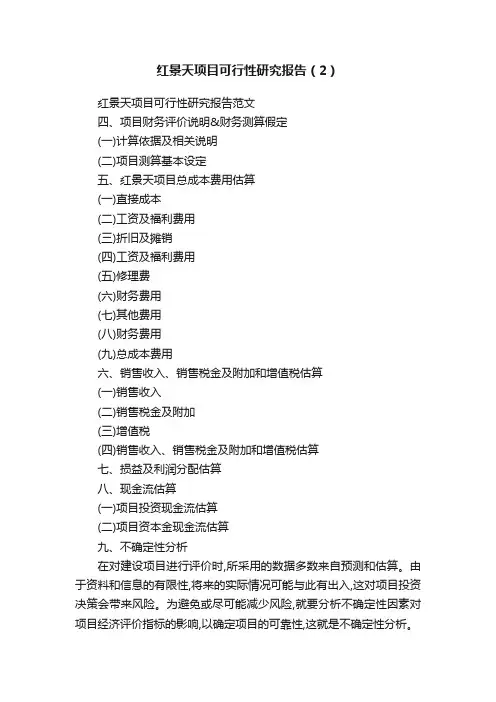 红景天项目可行性研究报告（2）