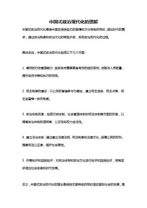 中国式政治现代化的理解