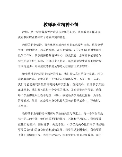 教师职业精神心得