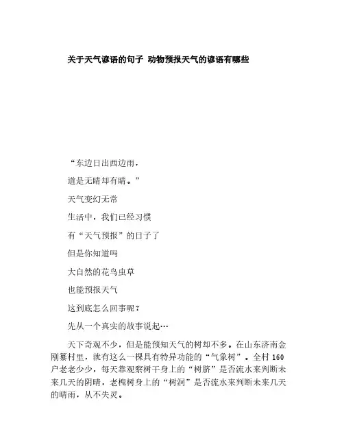 关于天气谚语的句子 动物预报天气的谚语有哪些