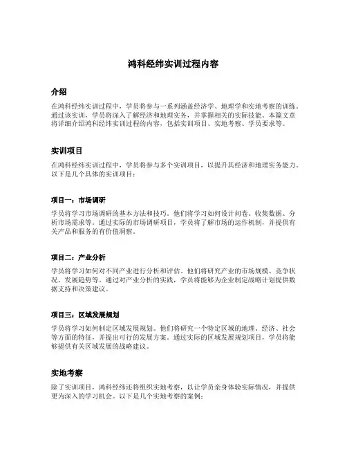 鸿科经纬实训过程内容