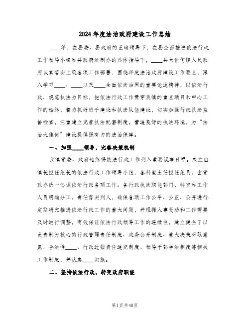 2024年度法治政府建设工作总结(7篇)