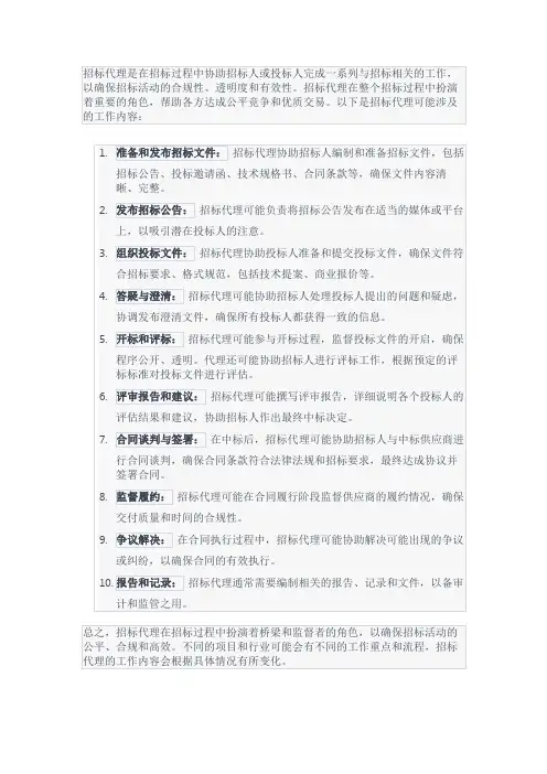 招标代理工作内容