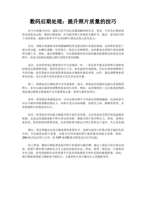 数码后期处理：提升照片质量的技巧