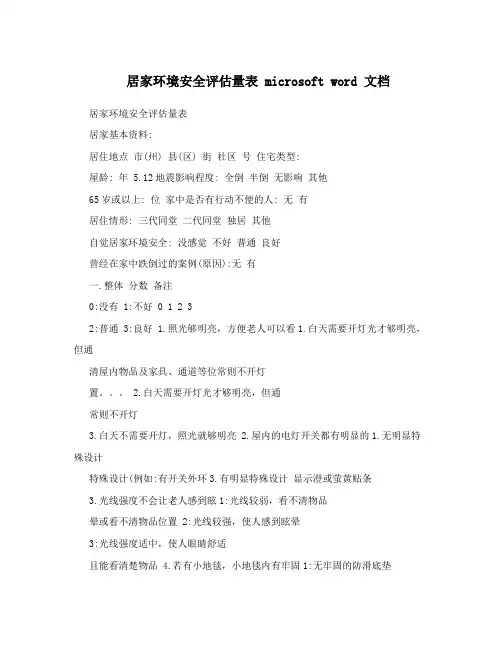 居家环境安全评估量表microsoftword文档