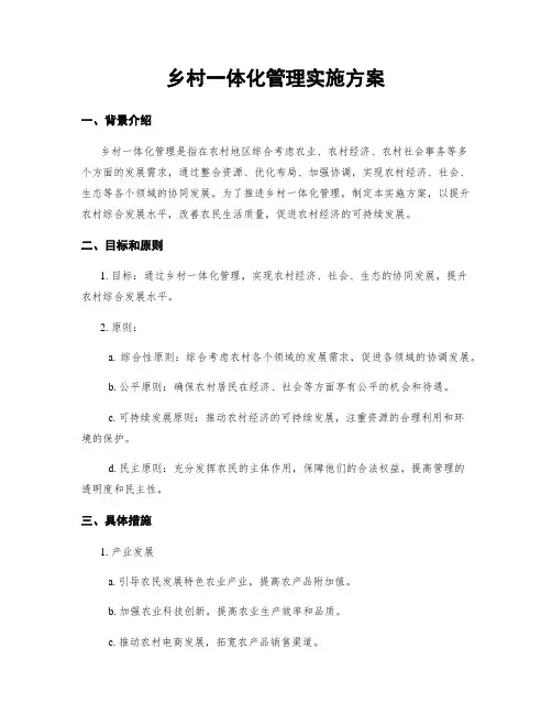 乡村一体化管理实施方案