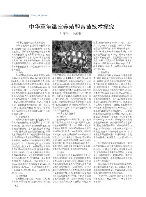 中华草龟温室养殖和育苗技术探究