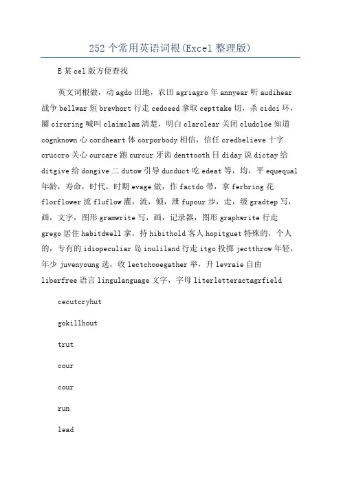 252个常用英语词根(Excel整理版)