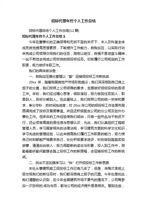 招标代理年终个人工作总结（12篇）