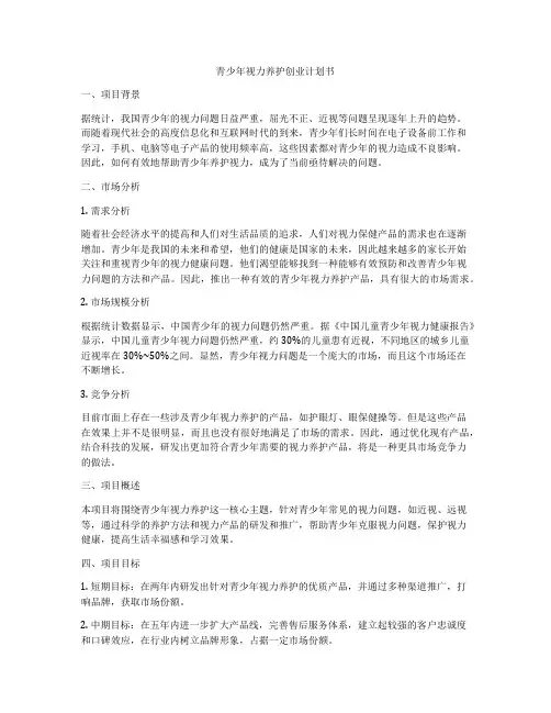 青少年视力养护创业计划书