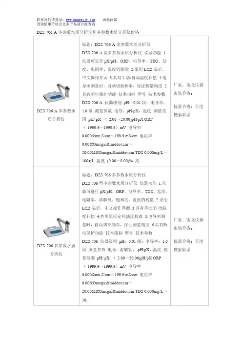 DZS-706-A多参数水质分析仪和多参数水质分析仪价格