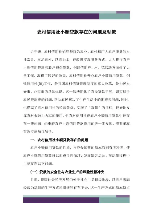 ……农村信用社小额贷款存在的问题及对策25629
