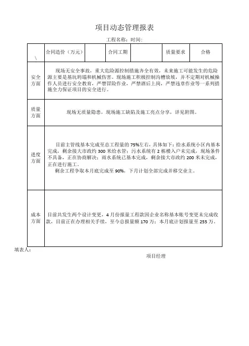 工程施工动态管理表