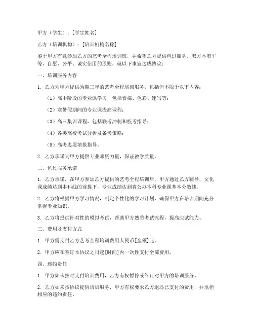 艺考包过协议书模板