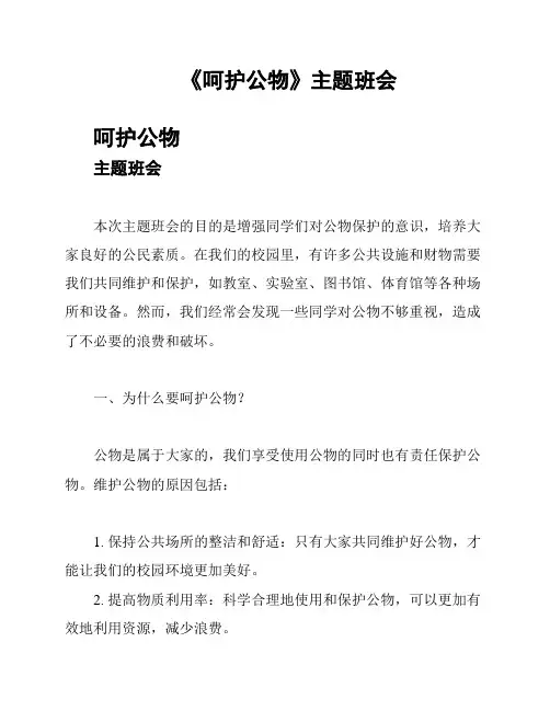 《呵护公物》主题班会