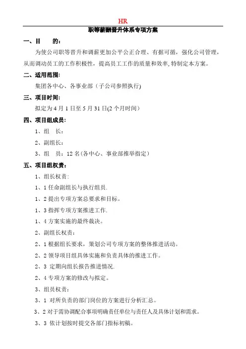 企业职级薪酬晋升方案