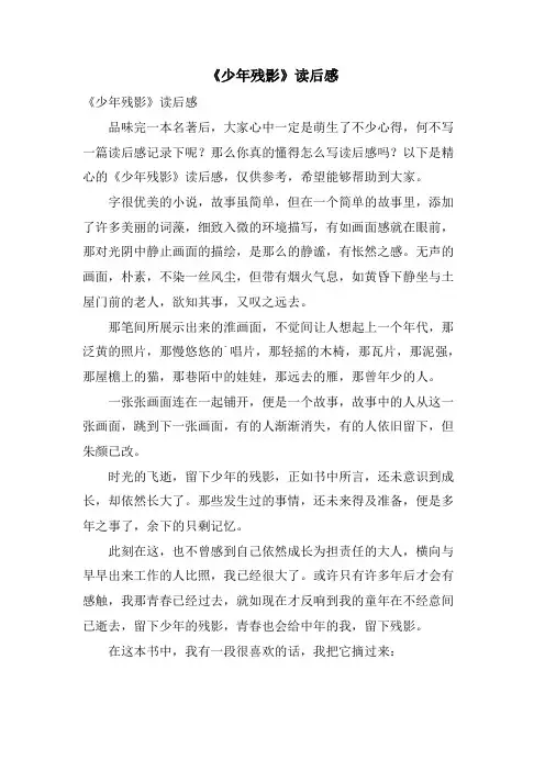 《少年残影》读后感