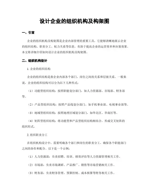 设计企业的组织机构及构架图