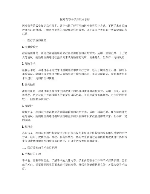 医疗美容必学知识点总结