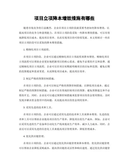 项目立项降本增效措施有哪些