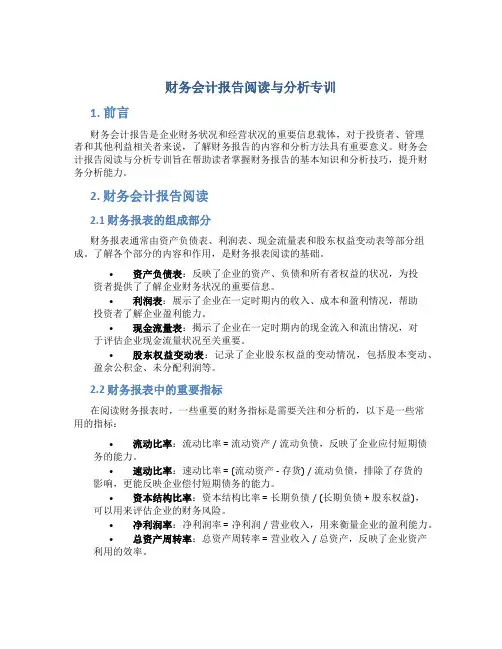 财务会计报告阅读与分析专训