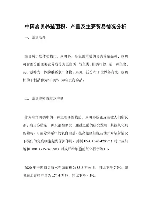 中国扇贝养殖面积、产量及主要贸易情况分析