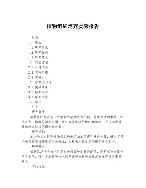 植物组织培养实验报告