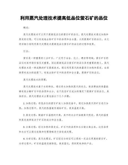利用蒸汽处理技术提高低品位萤石矿的品位