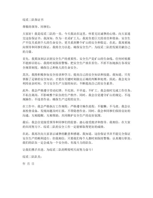 综采二队保证书
