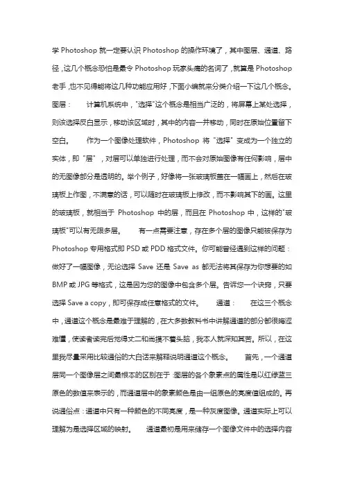 ps基本图层 通道 路径的概念