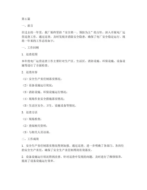 电厂运营巡查工作总结范文(3篇)