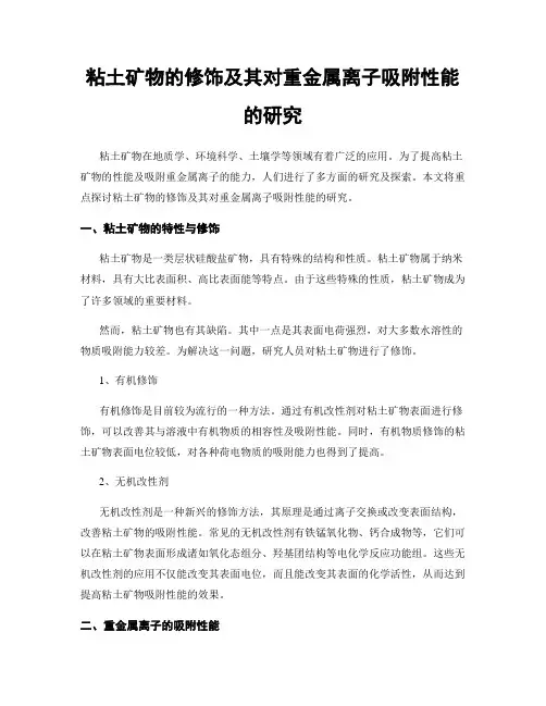 粘土矿物的修饰及其对重金属离子吸附性能的研究