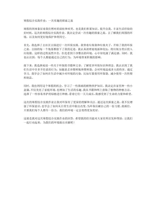 寒假综合实践作业