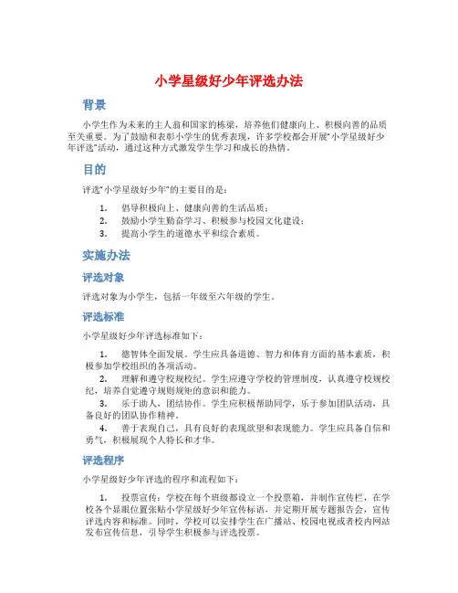 小学星级好少年评选办法