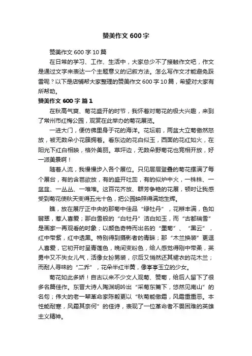 赞美作文600字