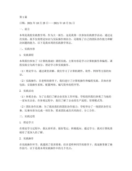 实践教学实践周志(3篇)