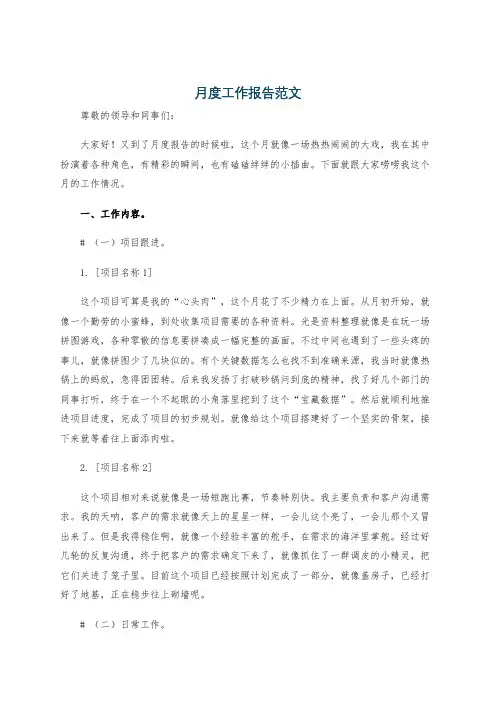 月度工作报告范文