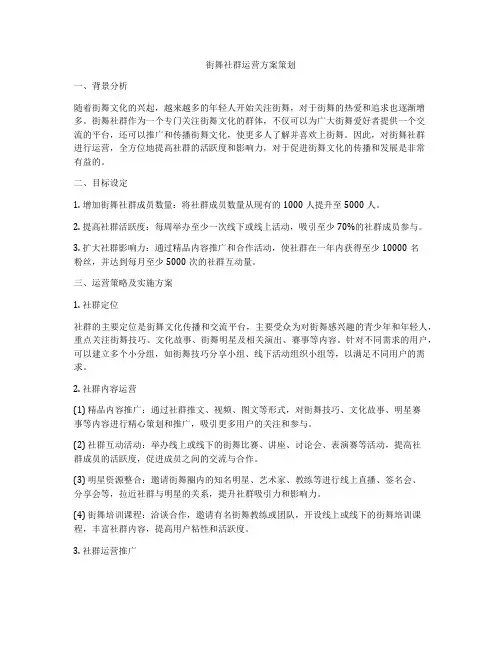 街舞社群运营方案策划