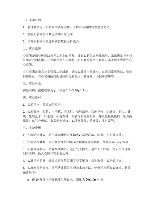 兔子心衰竭实验报告