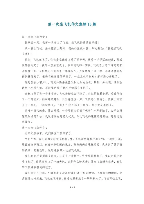 第一次坐飞机作文集锦15篇
