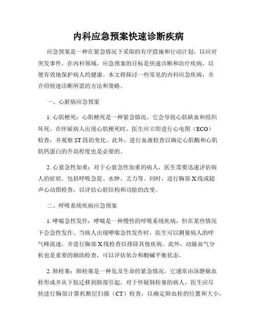 内科应急预案快速诊断疾病